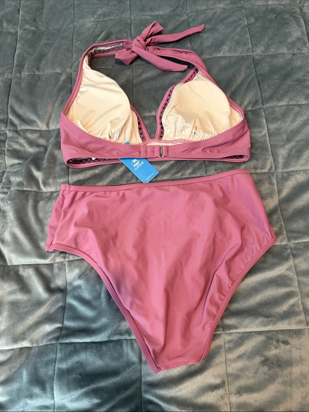 Cupshe Mauve Pink High-Waist Halter Bikini Set - Picture 3 of 3
